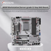 ATX W680 12-Bay NAS Motherboard, Supports Intel 12th/13th/14th Gen CPU, LGA1700 Socket,10G+2.5G RJ45 Ports,U-DIMM DDR5 ECC,PCIe 5.0,3X M.2,HD+DP+Type-C Display