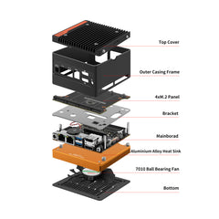 4 x NVMe Mini NAS Server, 4 Bay NAS N150/N355 Pocket PC with Dual i226-V 2.5GbE LAN,Dual HDMI 2.0,USB3.2 Gen2,Support BT5.4/WiFi6/WiFi7