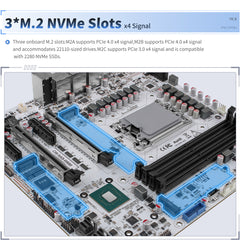 ATX W680 12-Bay NAS Motherboard, Supports Intel 12th/13th/14th Gen CPU, LGA1700 Socket,10G+2.5G RJ45 Ports,U-DIMM DDR5 ECC,PCIe 5.0,3X M.2,HD+DP+Type-C Display