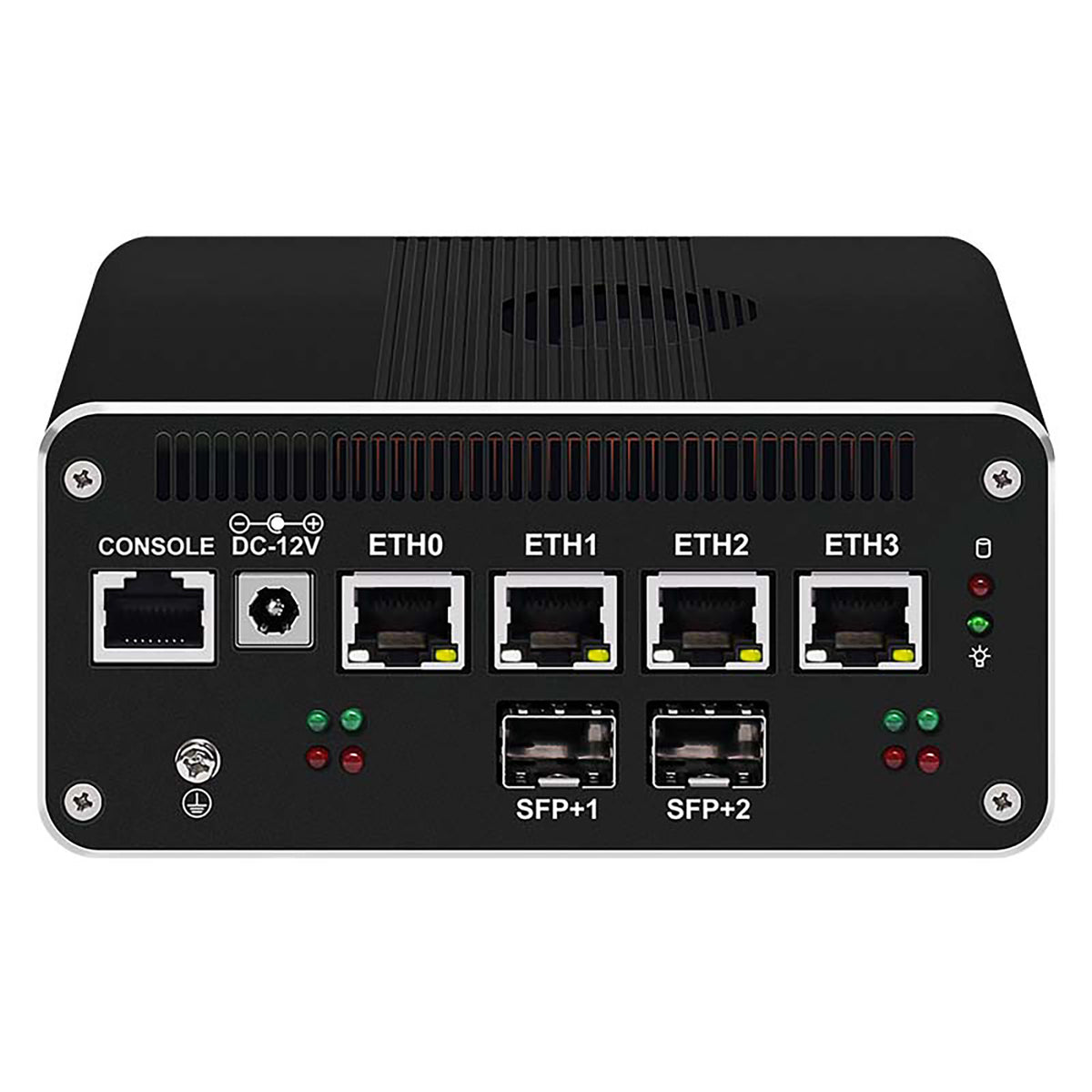 Firewall Mini PC i5-1250P(12C/16T,Up to 4.4GHz),2xSFP+10GbE Ports Mini Home Server Computer,4xi226-V 2.5GbE,HDMI+DP Triple Display,1xConsole Micro PC