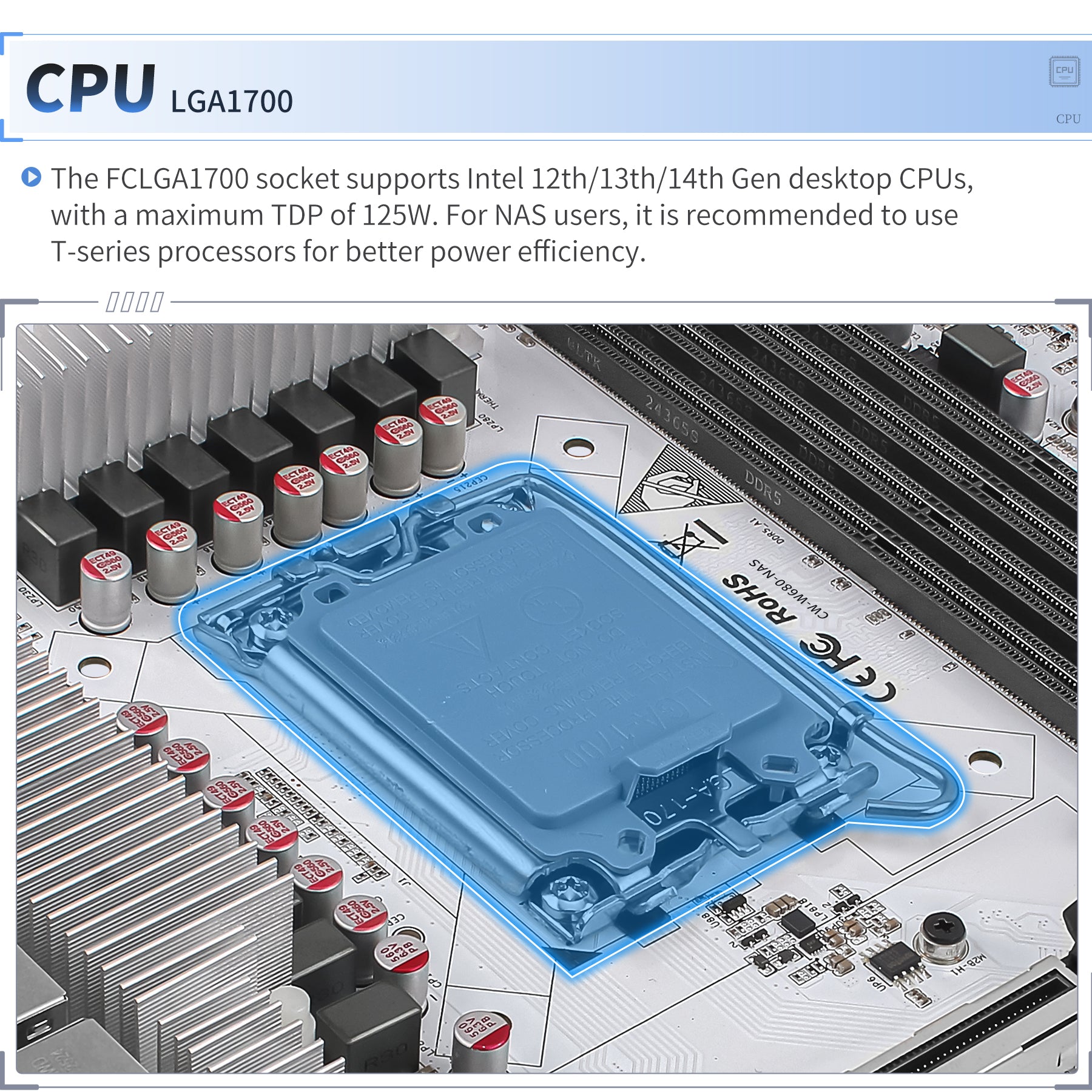 ATX W680 12-Bay NAS Motherboard, Supports Intel 12th/13th/14th Gen CPU, LGA1700 Socket,10G+2.5G RJ45 Ports,U-DIMM DDR5 ECC,PCIe 5.0,3X M.2,HD+DP+Type-C Display